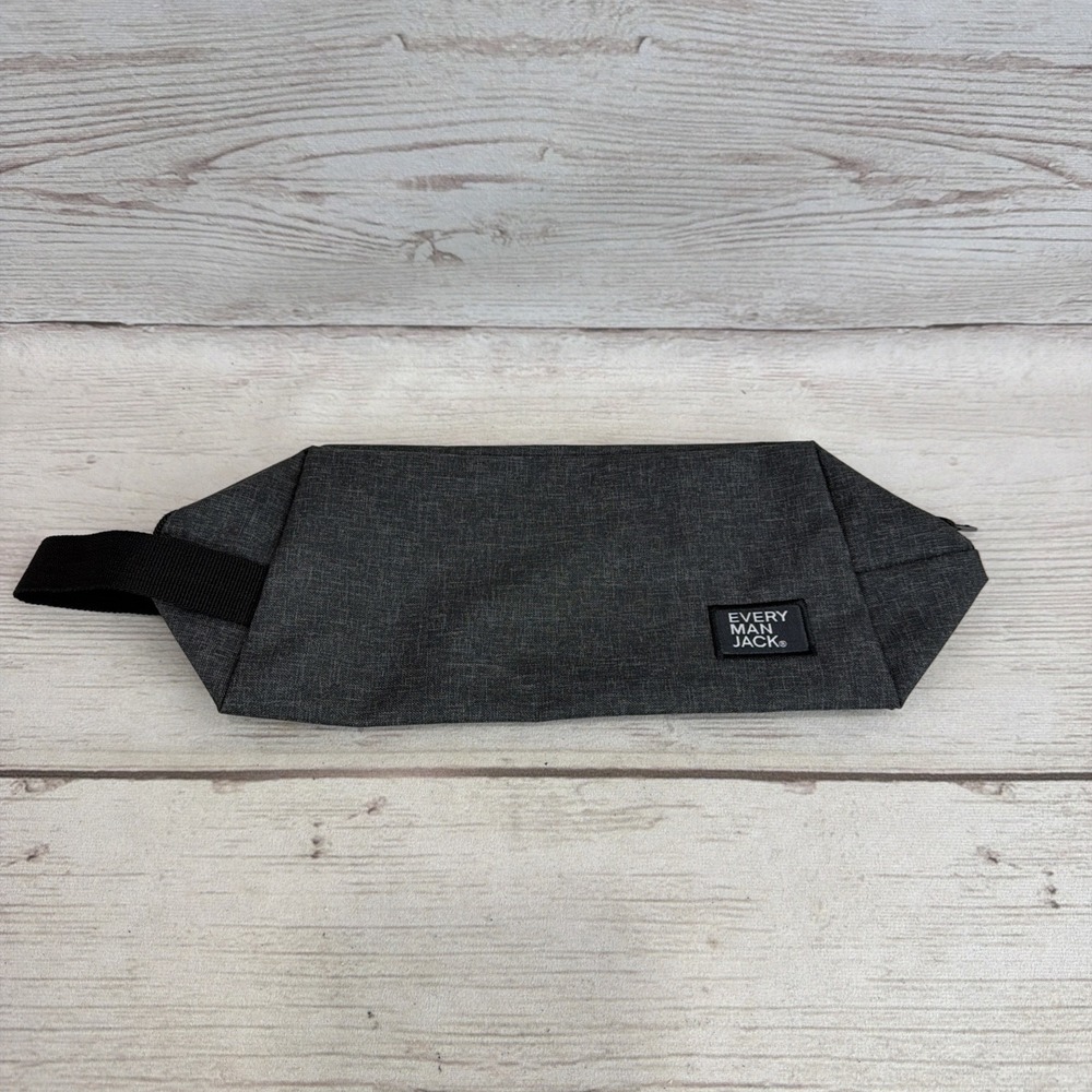 Every Man Jack Toiletry Bag Men's Gray Dopp Kit Travel Grooming Case New OpenBox